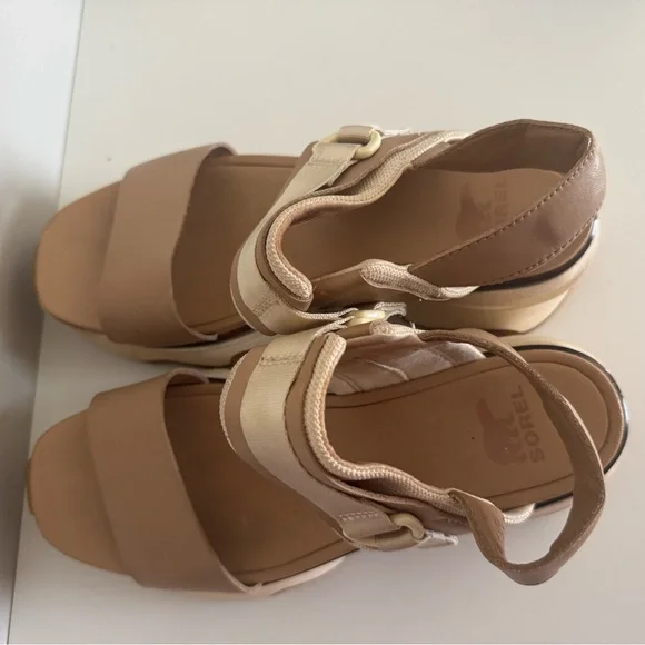 Sorel Kinetic Impact Slingback Heel Sandals in Honest Beige/Honey White size 7 - Picture 5 of 9